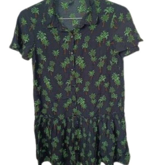Forever 21 Palm Tree Print Dress Size Small - Picture 1 of 11